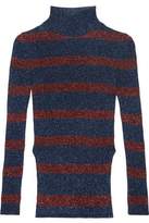 Thumbnail for your product : Cédric Charlier Striped Metallic Ribbed-Knit Turtleneck Sweater