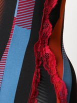 Thumbnail for your product : Koché Stripe Print Asymmetric Dress With Lace Detail