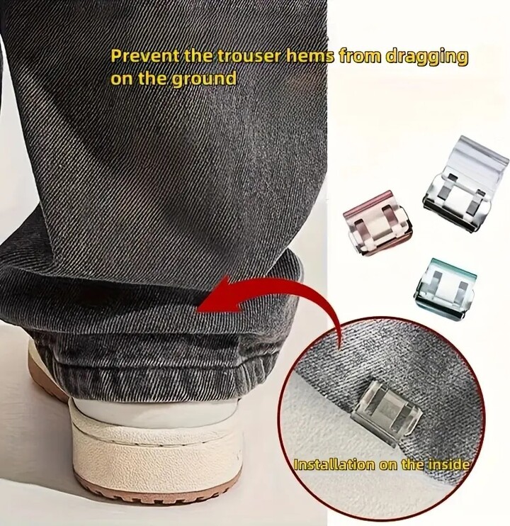 NONE 8/12pcs Invisible Leg Shortening Clip Household Items For Anti Drag Pants Hem Fixing Device Seam Free Hidden Pants Foot Fixers