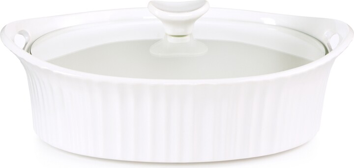Corningware French White 1.5-Qt Oval Ceramic Casserole Dish with