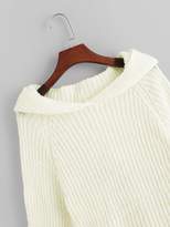 Thumbnail for your product : Shein Flounce Sleeve Hooded Sweater