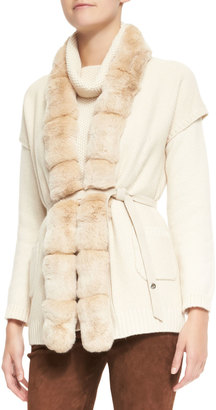 Loro Piana Paris Belted Chinchilla Fur-Trim Baby Cashmere Vest