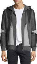 Thumbnail for your product : Neil Barrett Paneled Zip-Front Hoodie, Black/Gray