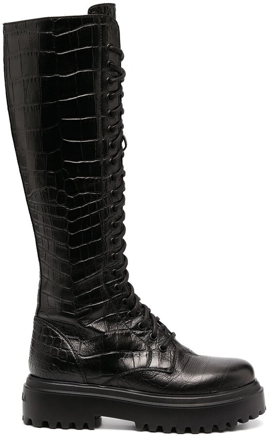 crocodile black boots