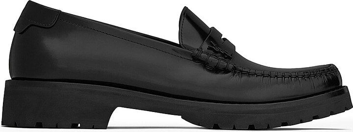 Saint Laurent Women's Le Loafers Monogram Penny Slippers in Smooth Leather - Nero - Size 5.5
