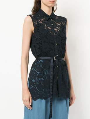 Loveless lace-embroidered fitted blouse