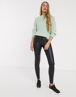New Look Tall leather look legging in black
