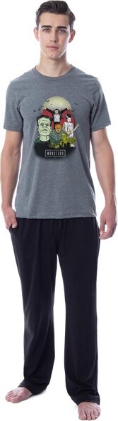 Intimo UniversalMonstersMens'HalloweenClassicHorrorMovieDraculaFrankensteinWolfmanBrideCreatureSleep2PCPajamaSet