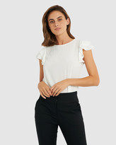 Thumbnail for your product : Forcast Women's White Shirts & Blouses - Liz Ruffle Sleeve Top - Size One Size, 6 at The Iconic