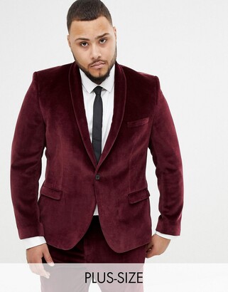 Twisted Tailor super skinny velvet suit jacket in burgundy