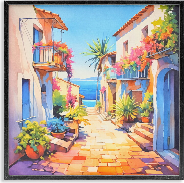 Stupell Industries Scenic Bella Vista Scenic & Cityscapes Painting Black Framed Art Print Wall Art, 17 x 17