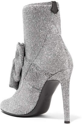 Giuseppe Zanotti Natalie Embellished Glittered Stretch-knit Sock Boots - Silver