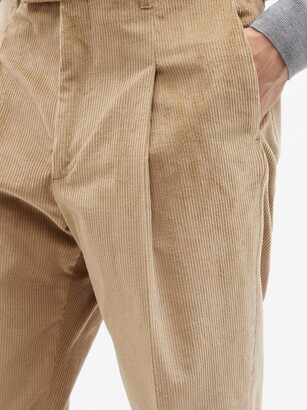 Paul Smith Pleated Corduroy Tapered-leg Trousers - Brown