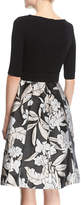 Thumbnail for your product : Rickie Freeman For Teri Jon Crepe-Top Cocktail Dress w/ Floral Skirt