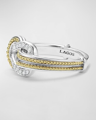 Lagos Newport 18K Gold Diamond Knot Ring