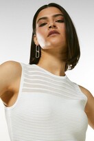 Thumbnail for your product : Karen Millen Sheer Stripe Maxi Belted Knit Dress