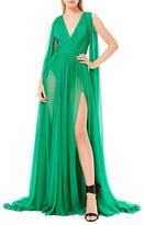 Thumbnail for your product : ZUHAIR MURAD Draped Silk Chiffon V-Neck Gown