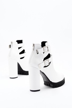 Nasty Gal Womens Cut-Out of Reach Faux Leather Platform Heels - White - 5