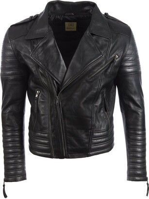 BOSS by HUGO BOSS Looney Tunes X Asymmetric Leather Jacket With Monogram  Lining in Black for Men