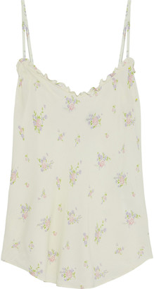 Reformation Fiddle Ruffle-trimmed Floral-print Crepe Camisole