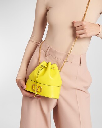 Valentino Garavani VLOGO Chain Leather Bucket Bag - ShopStyle