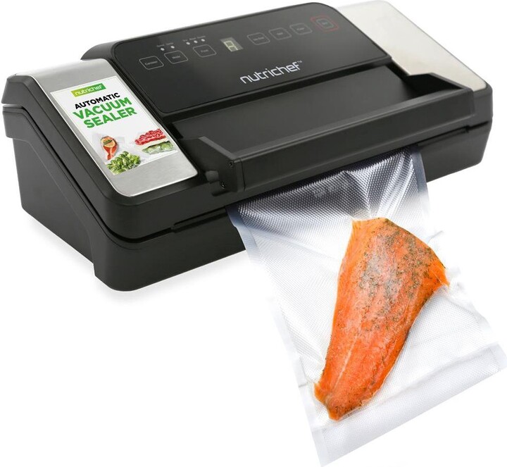 Nutrichef Deluxe Vacuum Sealer with Front Handle and Roll Cutter for Food Storage (Black)