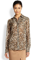 Thumbnail for your product : L'Agence Silk Leopard-Print Blouse
