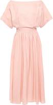 Thumbnail for your product : Tome Off-the-shoulder Cutout Cotton And Linen-blend Midi Dress