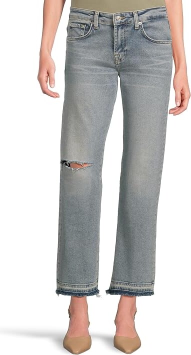 7 For All Mankind Calie Straight Ankle Women's Jeans Shore Break : 25 28, Cotton/Denim/Elastane