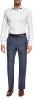 Thumbnail for your product : Brioni Sharkskin Wool Flat-Front Trousers, Blue