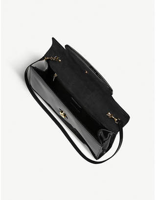LK Bennett Black Modern Laura Patent-Leather Clutch Bag