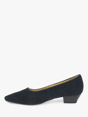 Gabor Acton Point Toe Low Heeled Court Shoes, Blue
