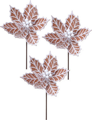 The Holiday Aisle 3 - Piece Artificial Poinsettia Branch Set