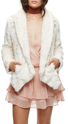 Free People Women's Embroidered Faux Fur Jacket