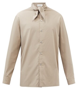 Lemaire Tie-neck Cotton-poplin Shirt - Grey