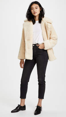 Free People Notched Teddy Pea Coat