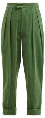 Preen Line Deena Zip Cuff Cotton Corduroy Trousers - Womens - Green