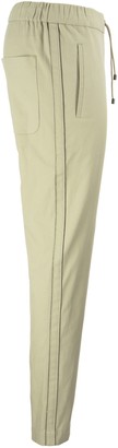 Brunello Cucinelli Comfort Cotton Twill Track Trousers With Shiny Side Stripe Butter