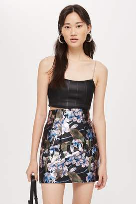 Topshop Womens Flower Painted Mini Skirt - Black