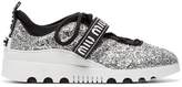 Thumbnail for your product : Miu Miu logo glitter lace-up sneakers