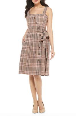 Gal Meets Glam Madison Plaid Button Front Sundress