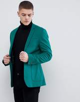 Thumbnail for your product : ASOS DESIGN super skinny blazer in dark green jersey