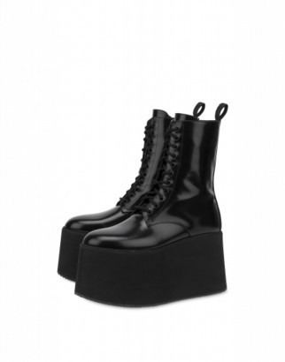 black wedge combat boots
