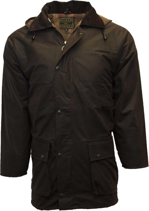 WALKER AND HAWKES Men's Wax Padded Blackstone Jacket Brown Large