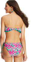 Thumbnail for your product : California Waves Floral-Print Flounce Bikini Top