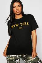 Thumbnail for your product : boohoo NEW Womens Plus New York Slogan T-Shirt in Cotton