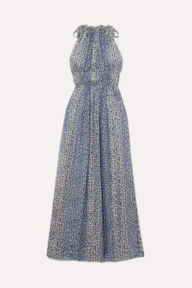 Ulla Johnson Augustine Floral-print Plisse Silk-blend Gauze Maxi Dress - Blue