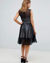 Thumbnail for your product : John Zack Petite High Neck Tulle Midi Skater Dress With Contrast Lining