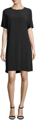 Eileen Fisher Crinkle Crepe Round-Neck Short-Sleeve Dress, Plus Size
