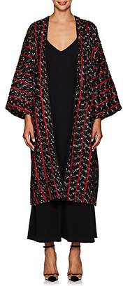Zero Maria Cornejo Women's Oki Jacquard-Knit Fil Coupé Long Coat - Black, Rouge, White pepper